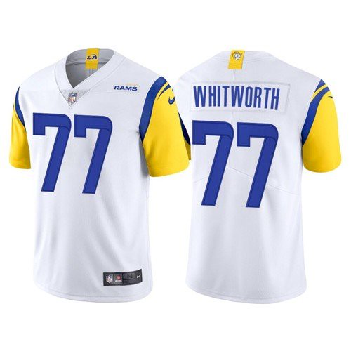 2021 Los Angeles Rams #77 Andrew Whitworth Modern Throwback Mens Custom White Game Stitched Jersey